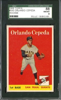 1958 Topps #343 Orlando Cepeda SGC Graded 88 NM/MT 8      